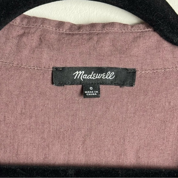 Madewell Linen Blend Button-Front Midi Dress Brown Mauve Size 0 - Picture 5 of 6